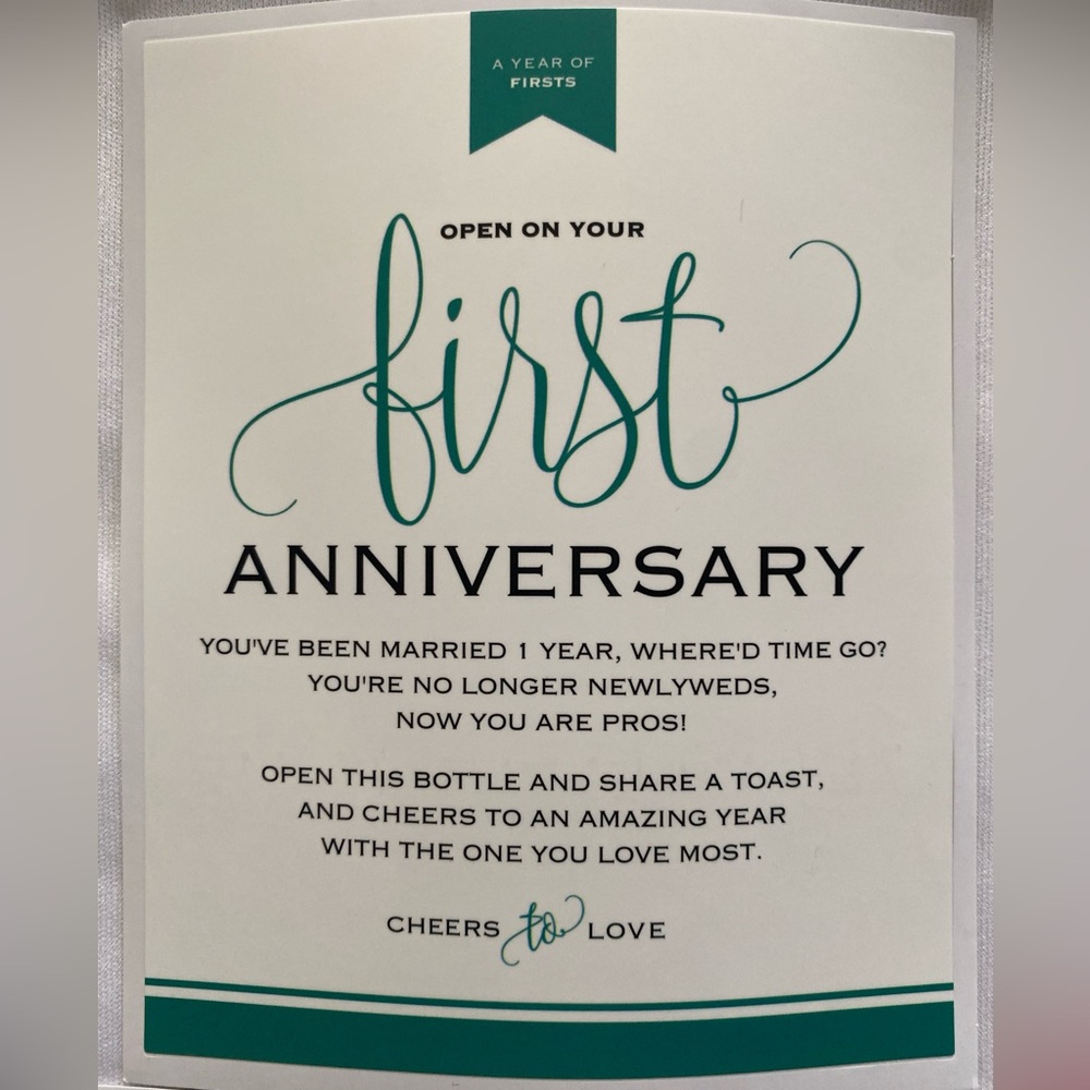 Adhesive Wine Bottle Labels Newlyweds Year Of Firsts Waterproof Peel And Stick 5 - Picture 7 of 8